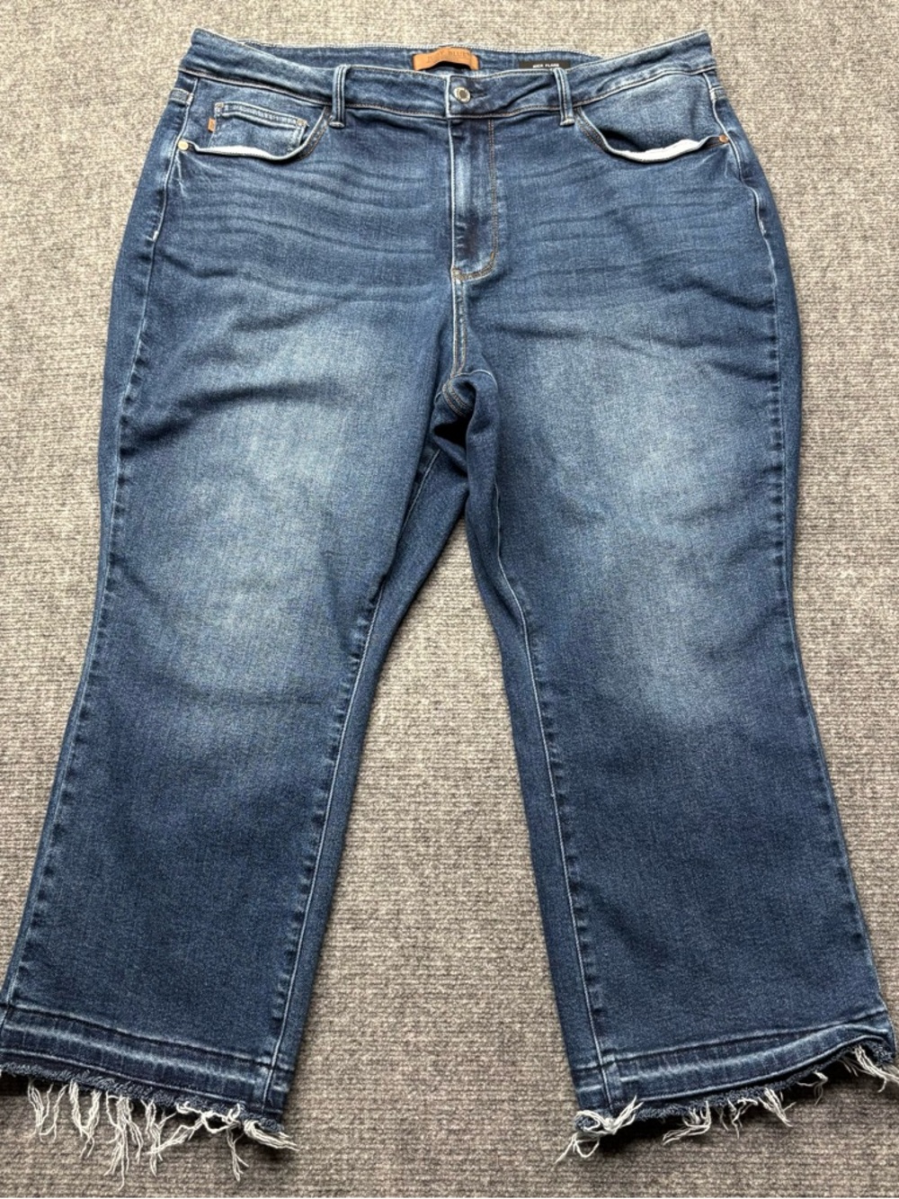 Judy Blue Jeans Womens 22W Kick Flare Raw Hem High Rise Whiskered